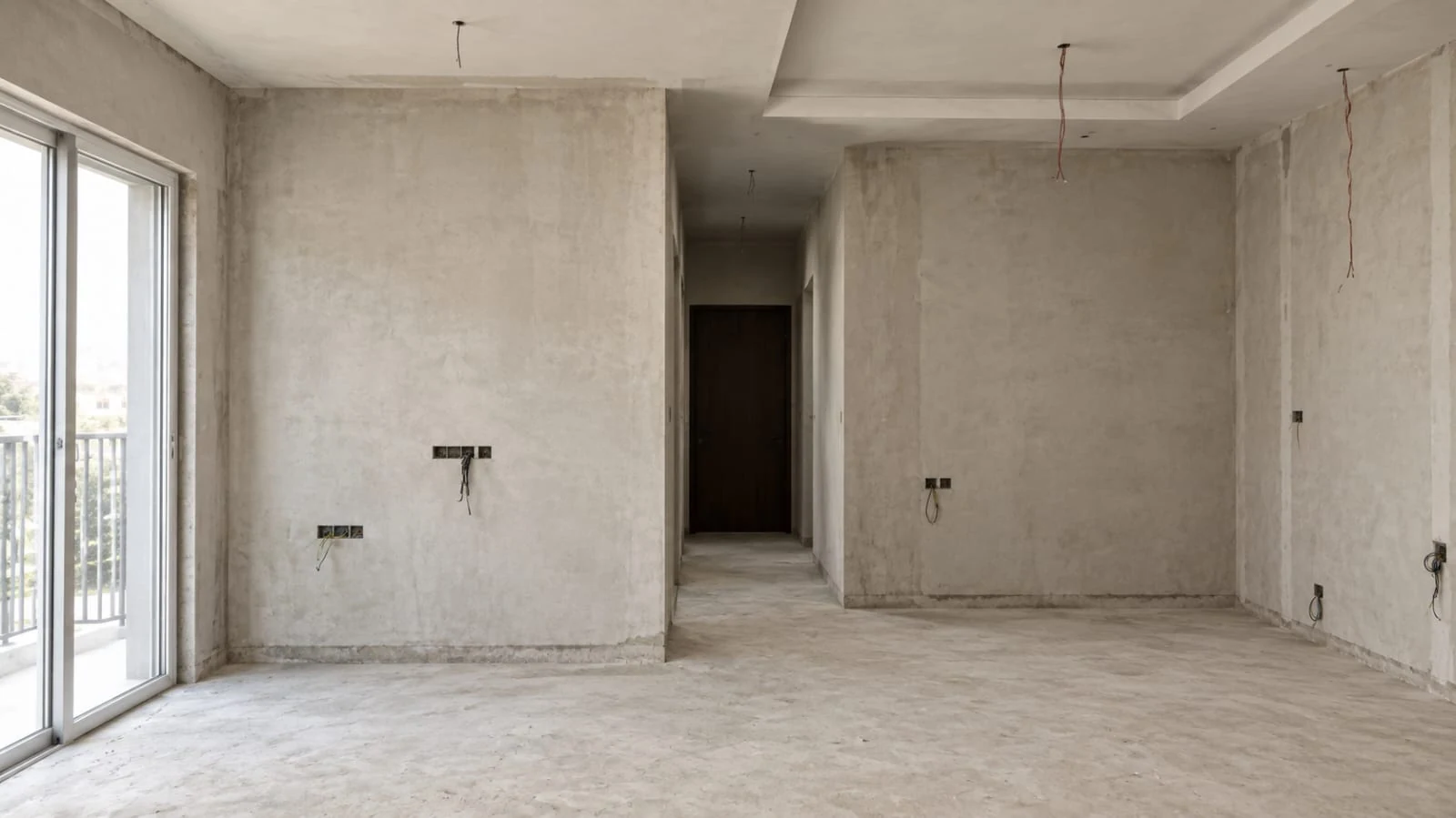 3 BHK · Vision Exotica — Living & dining, before and after — before