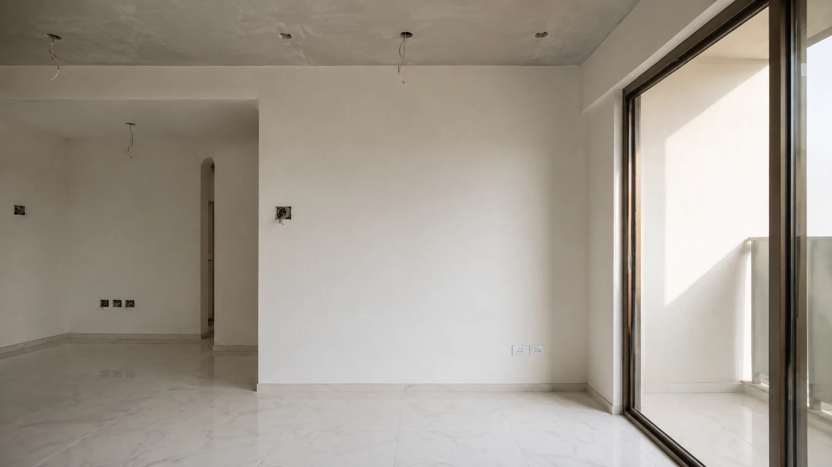 4 BHK · K Shire — Living & dining, before and after — before