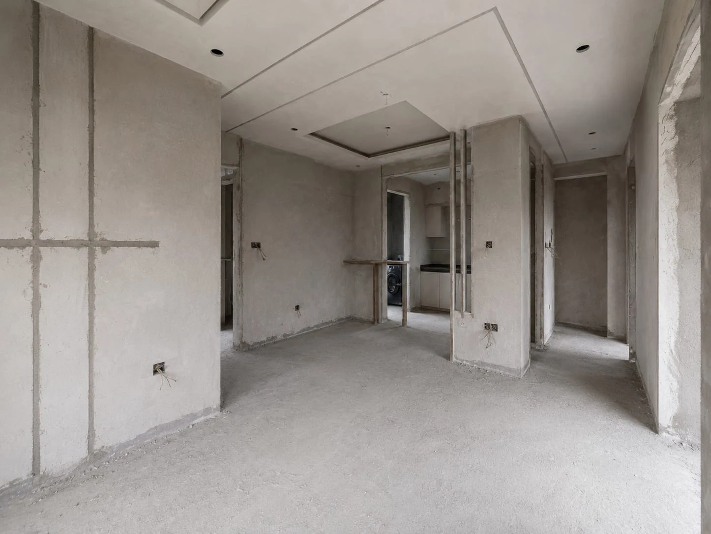 2 BHK · Ganga Acropolis — Living & dining, before and after — before